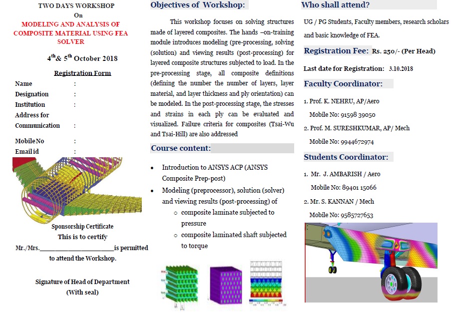 Two Days Workshop on Modeling and analysis of Composite Material using FEA Solver 2018